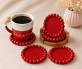 Decorative Beaded Coaster Set with Holder | Modern Drink Coasters for Coffee Table and desk